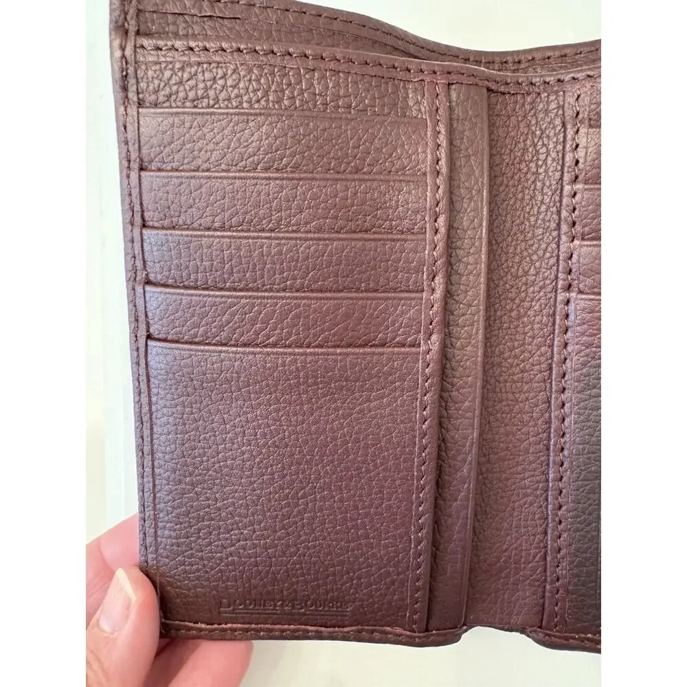Dooney & Bourke Pebbled Leather Trifold Wallet Burgundy New In Box 6x4